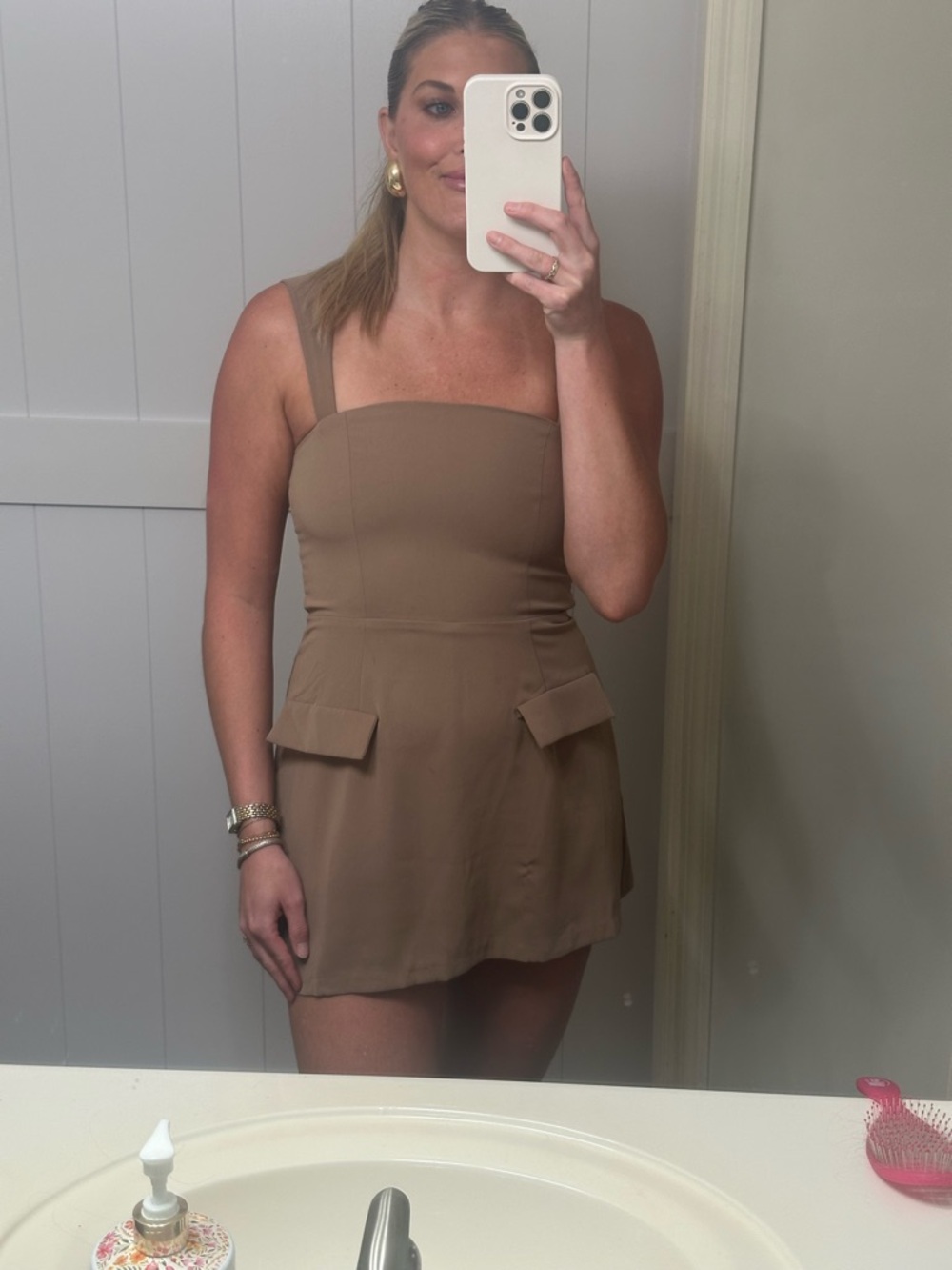 Sleeveless Square Neck Mini Dress in Matcha